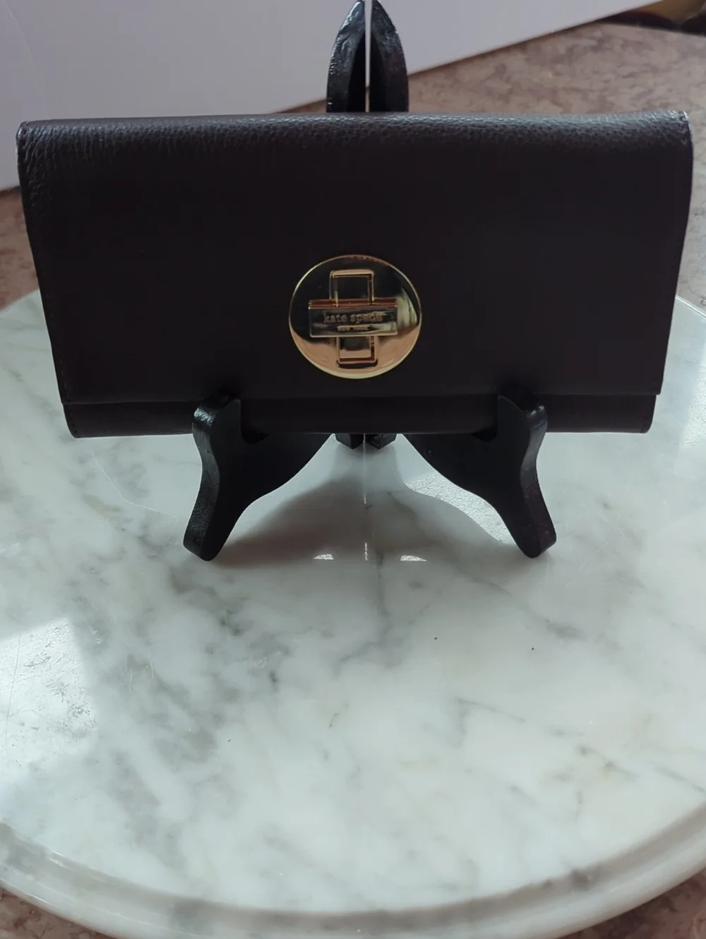 kate spade dark brown leather wallet (Retail) with gold hardware